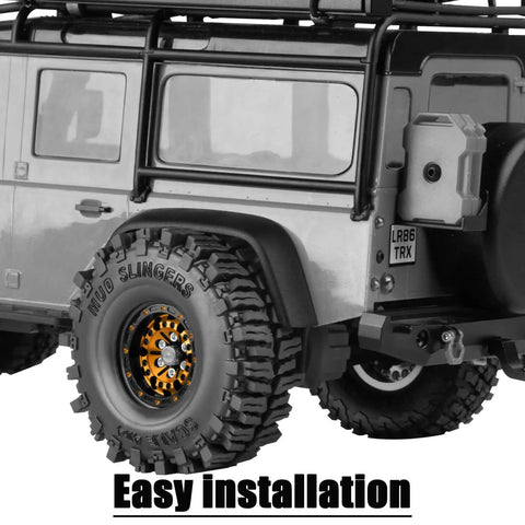 Beadlock Alloy RC Wheels For 1/18 And 1/24 RC Crawlers Gold 4 Pack on rear wheel with easy installation