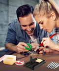 Two people using All In One Soldering Kit With 100W LED Digital Iron Ceramic Heater And Adjustable Temperature Includes Tips Solder Wick