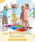 Liquid Motion Floor Tiles Set 11.8 Inch Square Colorful Cosmic Colors That Move With Every Step No Install Needed Safe For Kids 6 Piece Decorative Floor Tiles with children playing in a room