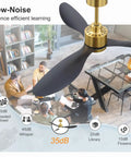 52 Inch Ceiling Fan With Lights And Remote Quiet Dc Motor 3 Reversible Blades Dope Modern Gold And Black Finish in office setting