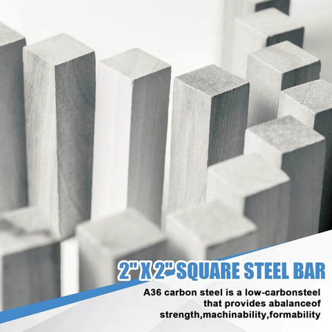 One Piece 2 Inch By 2 Inch By 12 Inch Square Steel Bar A36 Low Carbon Mild Steel Hot Rolled Keystock For DIY Projects Home Improvement And Industrial Use, square bars stacked