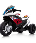 BMW Licensed 12V Kids Electric Ride On Motorcycle For Ages 3 To 5, Three Wheel Bike, Charm Red, side angle view, realistic details visible