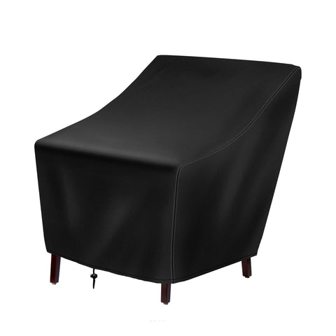 Heavy Duty Waterproof Patio Chair Cover For Deep Seated Lounge Chairs All Weather Outdoor Furniture Built Tough Shield With 420D Oxford Fabric PVC Coated Liner Tear Resistant Fits Veranda Lawn Backyard Black covering chair