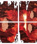 Epic 3D Volcano Wall Decals Kit With Fire And Lava Effect, Removable PVC Murals, four sheets showcasing fiery lava rock design