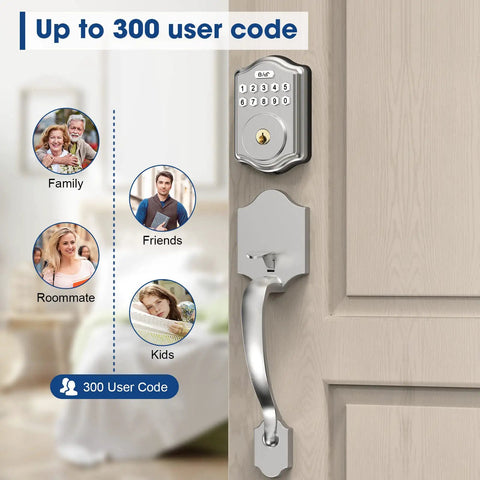 Smart Keyless Door Lock With One Click Unlock Fingerprint Access In Under A Second Virtual Cipher Keyboard Auto Lock Waterproof No Fuss Install Stores Up To 20 Passwords Includes 2 Keys Electronic Deadbolt For Secure Home Entry on a wooden door