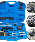 Pro Grade Engine Timing Tool Kit Dial In Timing For 1.5 And 1.6 Engines in blue case with camshaft and flywheel tools