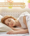 Woman sleeping in bed using 12 Pack Padded Duvet Clips White Comforter Fasteners to secure bedding for a neat cozy sweet sleeping setup