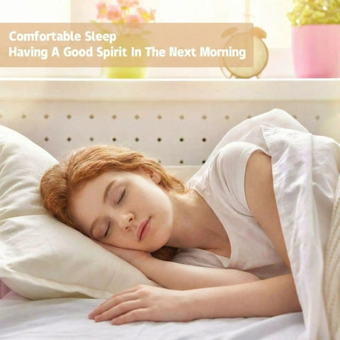 Woman sleeping in bed using 12 Pack Padded Duvet Clips White Comforter Fasteners to secure bedding for a neat cozy sweet sleeping setup