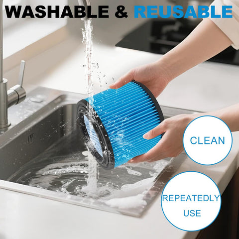 VF3500 Filter Replacement Fits Rigid Three To Four And A Half Gallon Wet Dry Portable Vacuums Fine Dust Filter 26643 being washed