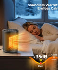 Woman sleeping next to a Fast Heat Desk Heater With Remote 1500W Ceramic PTC Tiny But Mighty Space Heater For Office Or Bedroom