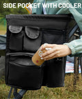 Side pocket with cooler on oversized folding camping chair with high back support 500 lbs capacity extra wide seat heavy duty steel frame
