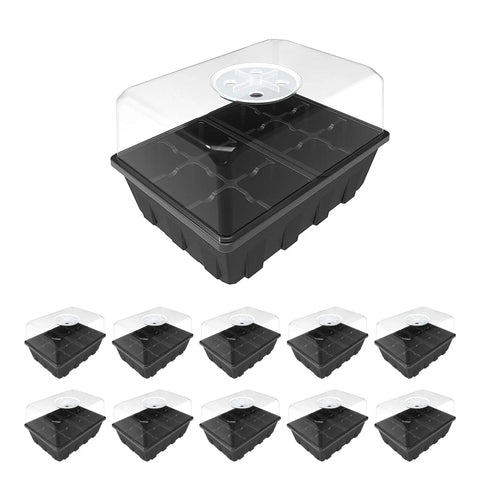 10 Pack Seed Starting Tray Kit With 120 Cells And Adjustable Humidity Dome For Germination Clear Plant Germination Trays Durable Set