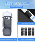 Premium Foldable Sunroof Shades For 2024 2025 2026 Chevy Silverado EV And GMC Sierra EV installation clips placed on sunroof edges.