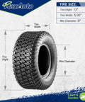 Two Pack 13x5.00-6 Turf Tires For Lawn And Garden Mower With 4PR Load Range Deep Traction Tread Not For Highway Use
