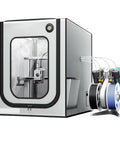 Large 550mm By 600mm By 670mm 3D Printer Enclosure With LED Light, temperature control, and clear observation window next to filament spools.