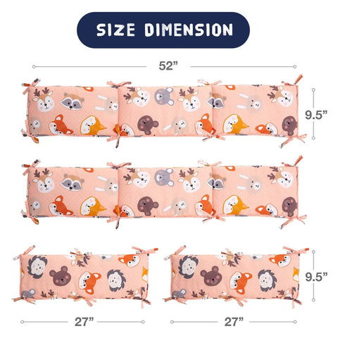 Sizes of Built Tough Quilted Wall Padding Panels 4 Pack Thick Cushion Guards: 52x9.5in and 27x9.5in with secure tie straps.