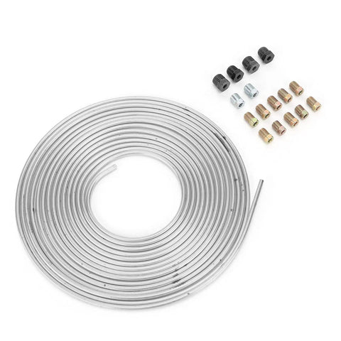 Heavy Duty Copper Plated Brake Line Tubing 25 Feet With Fittings Three Sixteenth Inch Outer Diameter For Hydraulic Braking And Fuel Systems