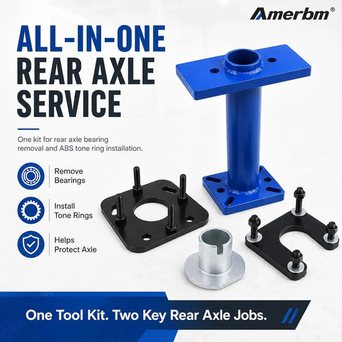 Pro Rear Axle Bearing Puller And Installer Tool Kit For Toyota Tacoma Tundra 4Runner Hilux T100 1995 To 2020 Fits Remove Wheel Bearings And Abs Tone Rings Using 4 Bolt Drive Blue Set Makes Job Quick So You Can Drive Without Stress blue axle service kit with bearing and tone ring plates