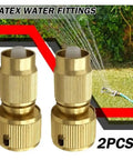 Upgrade Your Garden Game With These 2 Pcs Quick Connector Aluminum Alloy Adapter Repair Kits For Expandable Water Pipe Ensuring A Tight Threaded Tap Fit That Stands Tough Against Wear And Tear So You Can Whip Up Your Hose Setup In No Time For Yard Work., 2 brass hose connectors for garden tap, latex water fittings