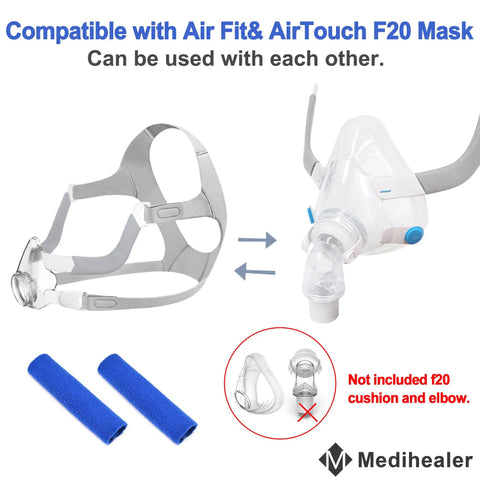 Replacement Frame Kit For AirFit F20 CPAP Mask With Frame Headgear Clips And Strap Covers No Elbow Snug Fit And Strong Hold