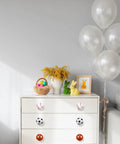 Eight Pcs Sports Ball Dresser Knobs For Kids Baseball Basketball Football Soccer Drawer Pulls With Screws Cabinet Handles For Nursery Decor Kid Friendly Classic Style on white dresser