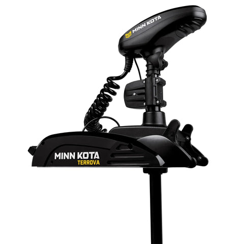 Freshwater Electric Steering Bow Mount Trolling Motor Equipped With MEGA Down Imaging And I Pilot Link GPS Nav Handling Sixty Inch Shaft close-up view.