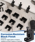 Heavy Duty Spring Steel Beam Clamps For Beams And Threaded Rods One Quarter Inch Twenty Thread Clamps in black finish