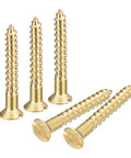 Brass Wood Screws Set, 15 Pieces M3.5 X 35mm Slotted Flat Head Self Tapping Screws for Woodworking and Furniture Making