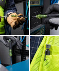 Four In One Electronics Pocket Screwdriver Set With Phillips And Slotted Bits For DIY Tech Repairs in use and clipped to pocket