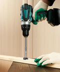 Solid Forstner Bit Extender Chuck With 3 8 Inch Hex Shank Drill Adapter used for deep drilling into wood.