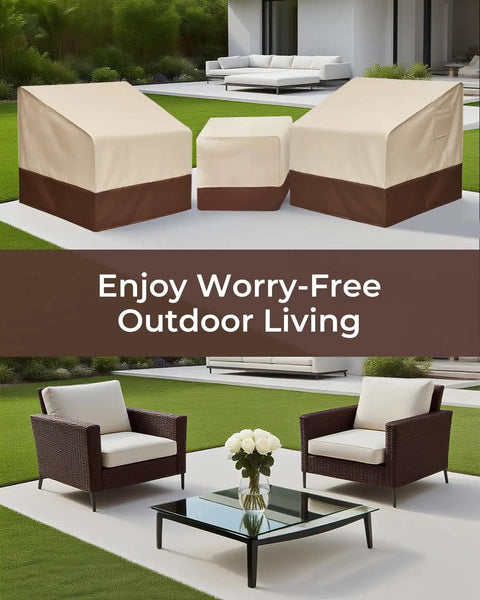 Heavy Duty 600D Waterproof 3 Piece Patio Furniture Cover Set For Chairs And Coffee Table Outdoor Weatherproof Lawn Furniture