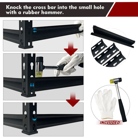 Super Heavy Duty Five Tier Adjustable Storage Shelves Built Like A Tank For Garage And Warehouse Organization, No Sweat Tool Free Assembly, Real Deal Powder Coated Steel Shelving Unit For Effortless Home Organization Setup