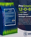 Easy Spread Lawn Fertilizer With Iron For Deep Green Color And Stronger Roots Granular Turf Food For Spring Boost Even Coverage Across Your Yard 12 0 8 NPK With Iron For Rich Green Growth And Tougher Grass 25 lb bag