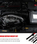Image of a vehicle engine highlighting the 30 Piece M6 X 1.0mm Thread Repair Insert Kit Stainless Steel With Drill Bit And Install Tool for thread repair.