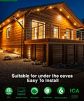 12 Pack 6 Inch Black LED Recessed Ceiling Lights With Junction Box illuminating a wooden house exterior at night