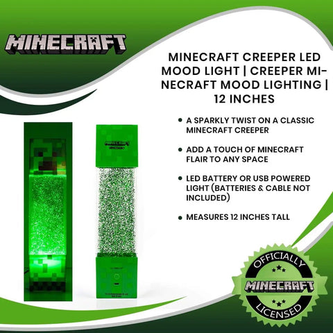 Glitter Creeper Mood Light 12 Inch LED Lamp For Gaming Rooms And Kids Rooms Minecraft Themed Neon Glitter Night Light