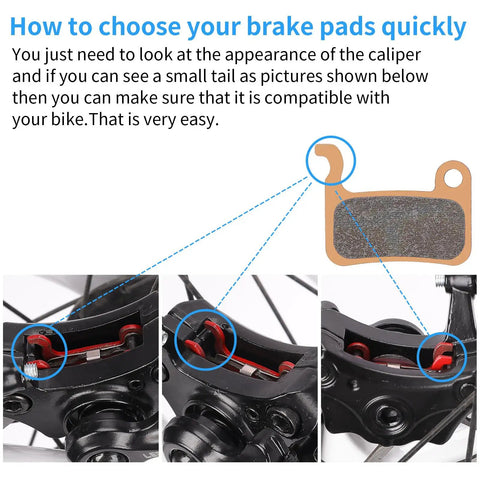 Diagram on choosing Two Pairs Sintered Metal Disc Brake Pads For Ebike MTB And Scooter With Tools Kit Included