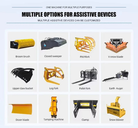Assistive device options for Rugged 4X4 Wheel Backhoe Loader For DIY Landscaping, Pond Digging, Ditch Cleaning And Small Scale Excavation