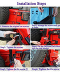 Installation steps for Rear High Lift Jack Mount Carrier for 2007-2017 Jeep Wrangler JK with bolt-on design.