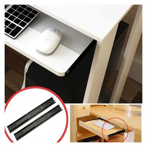 Heavy Duty Side Mount Ball Bearing Drawer Slides 2 Piece Full Extension Cabinet Hardware with keyboard drawer in use.