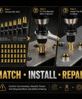 Rivet Nut Pro Grade Tool Set Kit, 77-Piece Metric Rivnut System With 7 Mandrels And 70 Flat Head Nuts, M3-M12, in use