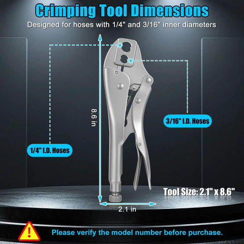 Crimp tool dimensions for Hose Repair Kit With Crimper And Crimp Tool For 3/16 To 1/4 Inch ID Air Hoses Brass Fittings