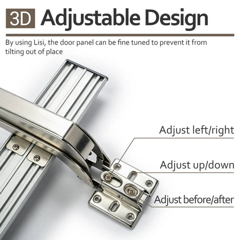 3D adjustable design of Beefy Heavy Duty Sliding Cabinet Door Hinge Handles Up To 17.6 Lbs For Single Doors