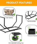 Built Tough Dope Firewood Rack For Indoor And Outdoor Use 31 Inch Log Holder with adjustable feet, reinforced base, black finish
