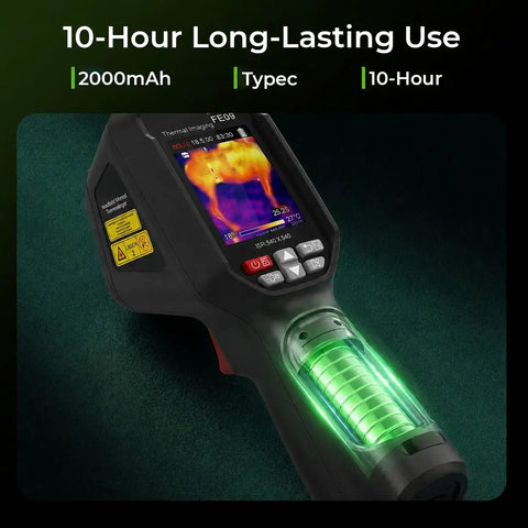 Equine Infrared Thermal Imaging Camera For Horses, Handheld Health Monitor With 240x240 Resolution, Detect Inflammation And Hidden Heat Early, Injury Prevention, Compare Left And Right Sides For Quick Diagnostics. Black handheld thermal camera with 10-hour battery display