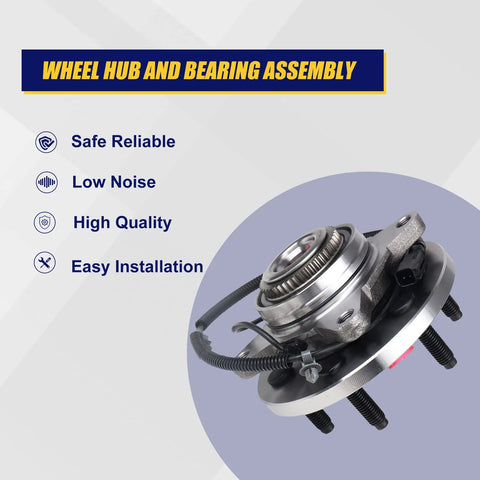 Front Wheel Bearing And Hub Assembly For Ford Expedition F-150 Lincoln Navigator 2011 2012 2013 2014 4WD AWD 6 Lug With ABS OEM Grade Direct Fit Premium Quality Reliable Replacement Part, showing 6-lug hub with ABS sensor compatibility.