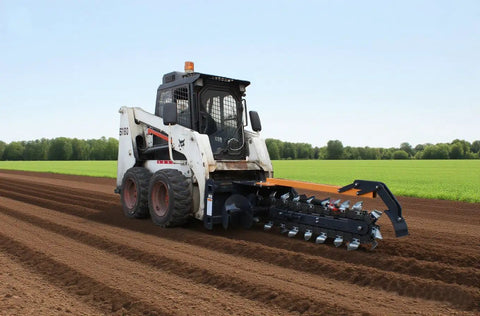 Field Trencher Skid Steer Attachment For Farms And Landscapes With 48 Inch Trench Depth And 8 Inch Cutting Width 15 To 25 GPM At 3000 PSI