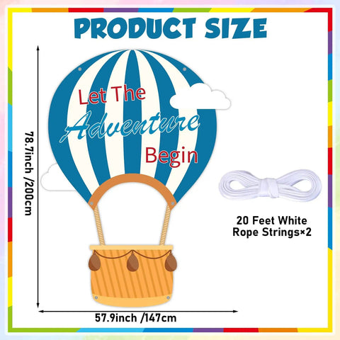 Epic 78 Inch Hot Air Balloon Photo Booth Frame Travel Theme Selfie Prop Great For Kids Birthday Parties Baby Showers Graduation And Back To School Classroom Decor Or Any Photo Backdrop with ropes.