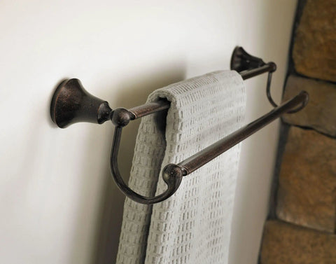 Wynford 24 Inch Double Towel Bar In Oil Rubbed Bronze For Bathroom And Kitchen Organization Sturdy Wall Mounted Towel Rack With Extra Hanging Space