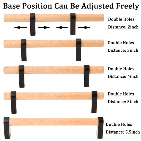 Adjustable Wood Cabinet Hardware Handles Pack Of 6 Unfinished DIY Pulls for Cabinets Wardrobes and Drawers with varying hole distances